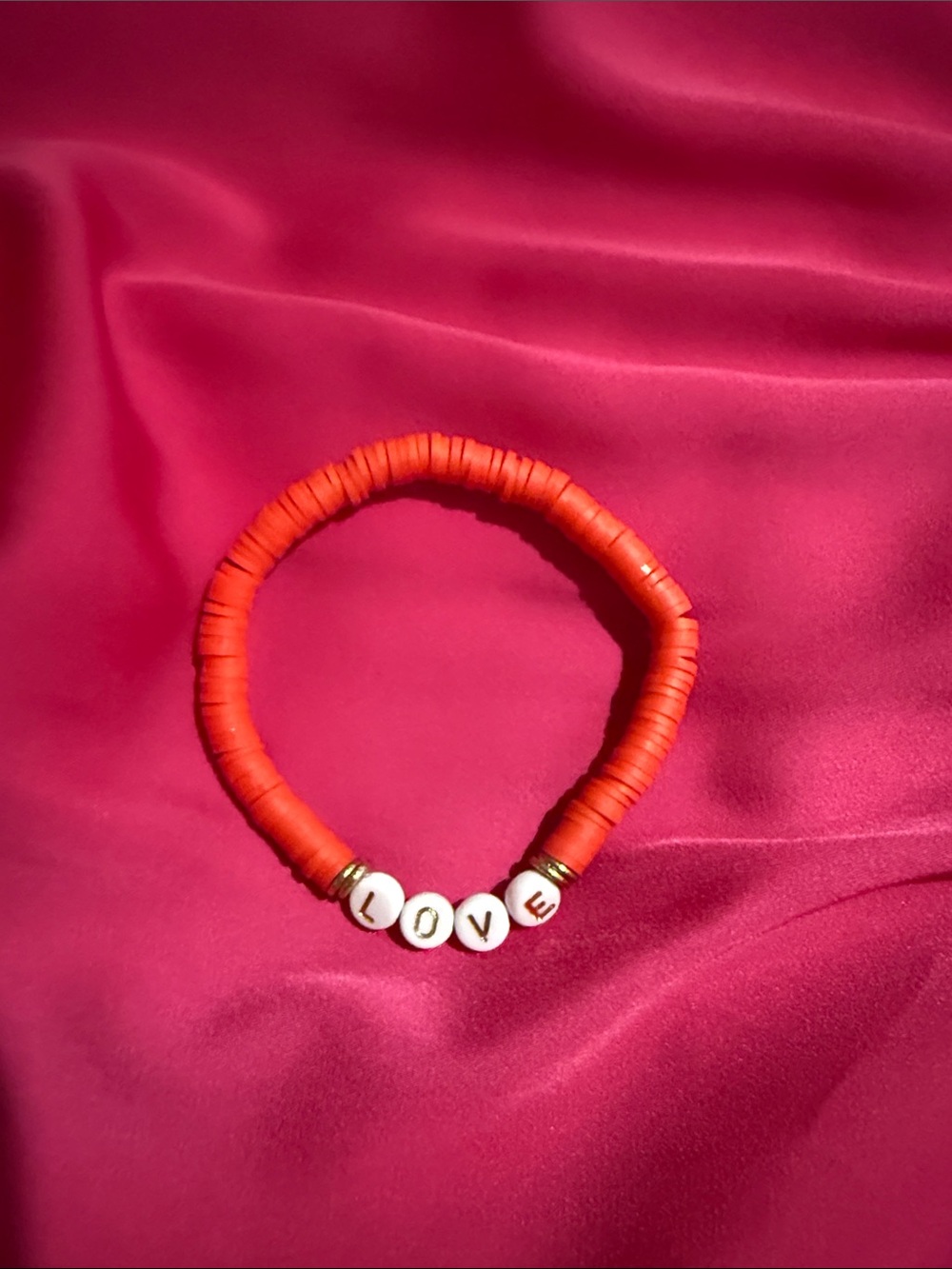 Red 'LOVE' Beaded Stretch Bracelet